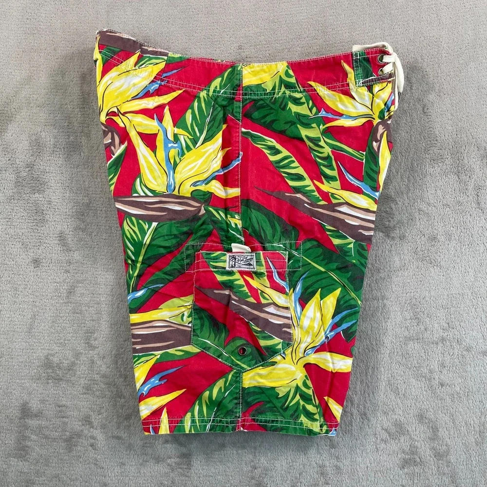 Vintage Polo Ralph Lauren Board Shorts Men 32 Multi Birds‎ of Paradise Hawaiian